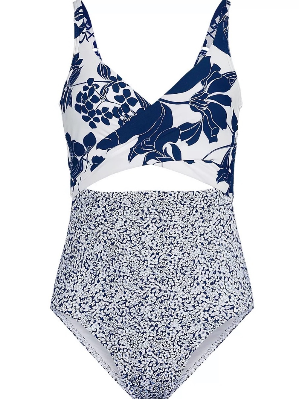 Lands’ End Women's Wrap Monokini High Leg One Piece Swimsuit Size 8